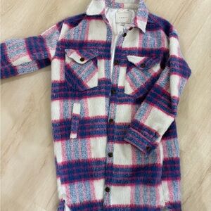 Sandro Kids Checkered Coat - Blue, Pink, and White